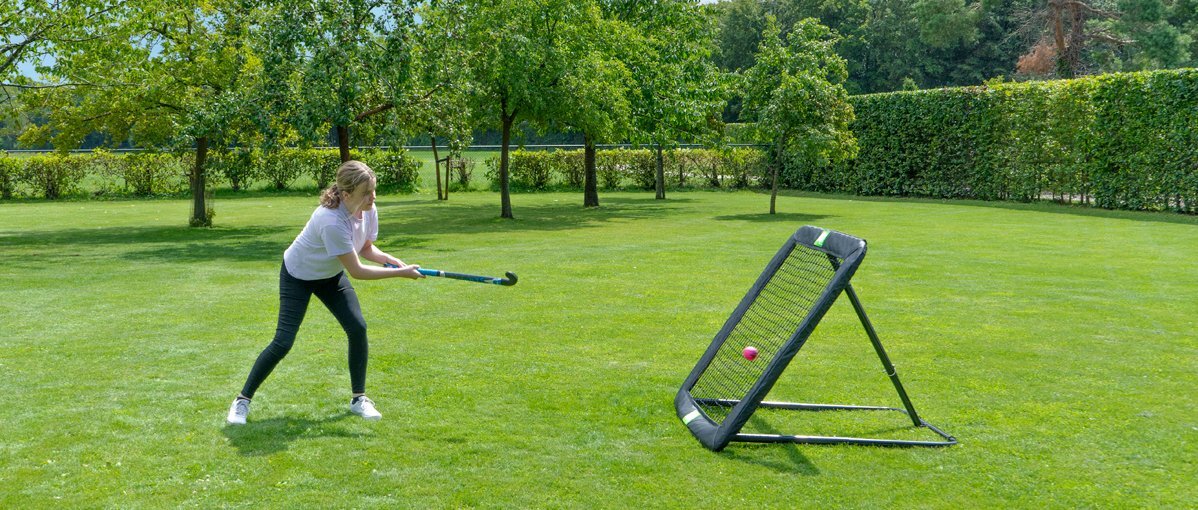 EXIT hockey rebounder for reflex and reaction speed training.