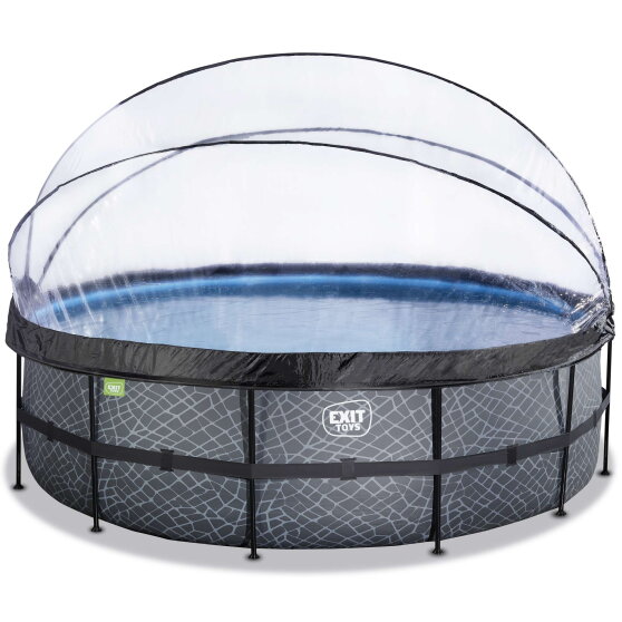 EXIT Stone pool 16ft x 48in with sand filter pump and dome - grey