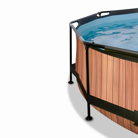 EXIT Wood pool ø300x76cm with filter pump and dome - brown