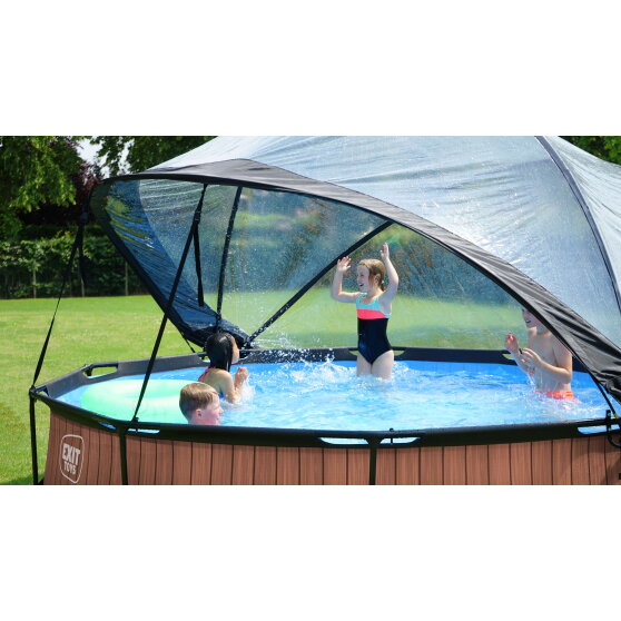EXIT Stone pool 12ft x 30in with filter pump and dome - grey