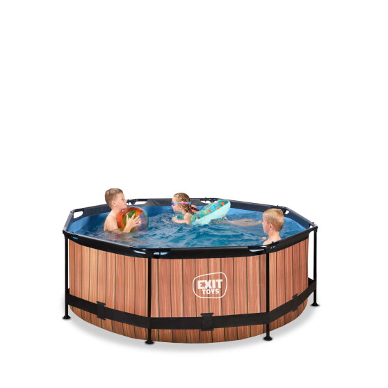 EXIT Wood pool 8ft x 30in with filter pump - brown