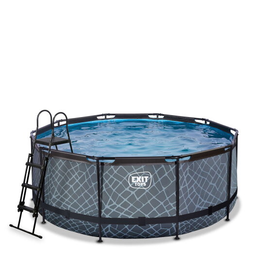 EXIT Stone pool 12ft x 48in with sand filter pump - grey
