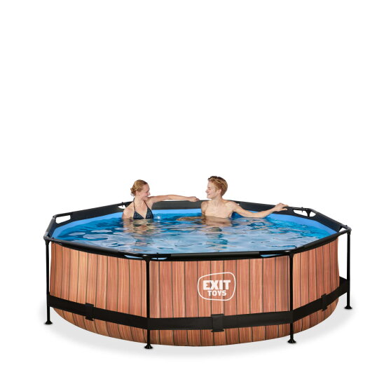 EXIT Wood pool 10ft x 30in with filter pump - brown