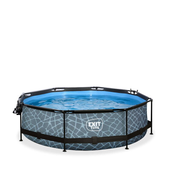 EXIT Stone pool 10ft x 30in with filter pump and dome - grey