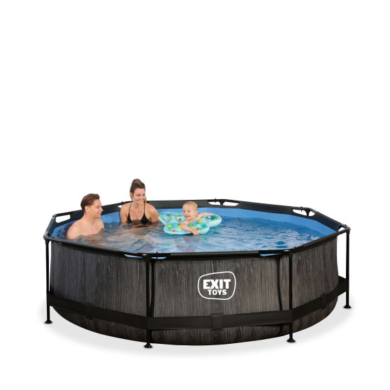 EXIT Black Wood pool 10ft x 30in with filter pump - black