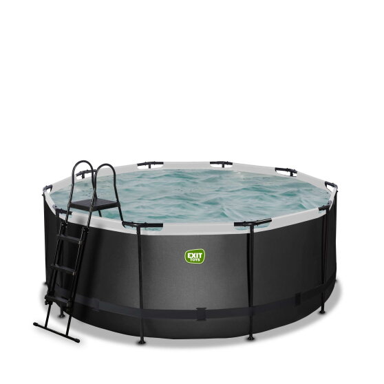 EXIT Black Leather pool 12ft x 48in with sand filter pump - black