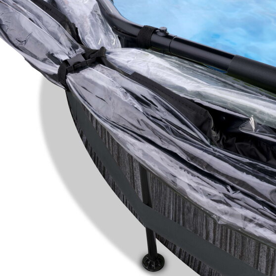 EXIT Black Wood pool 10ft x 30in with filter pump and canopy - black