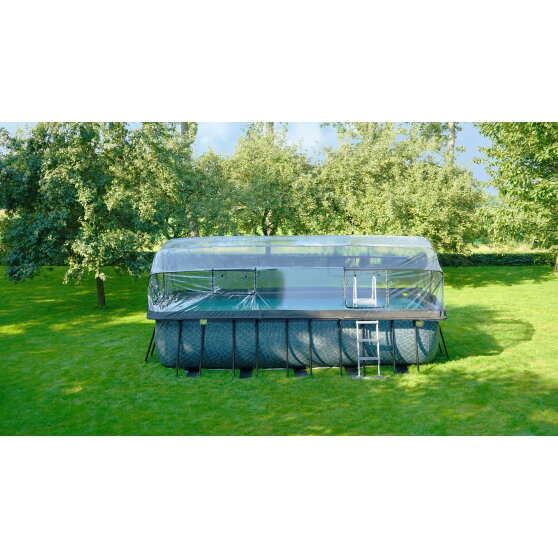 EXIT Wood pool 18ft x 8ft x 48in with sand filter pump and dome - brown