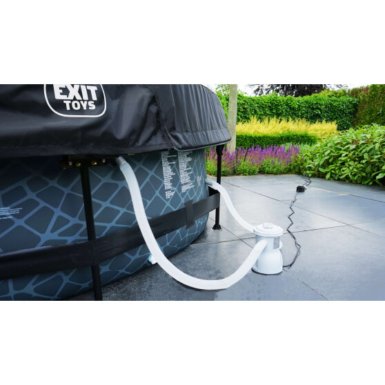 EXIT Black Wood pool 10ft x 30in with filter pump and dome - black