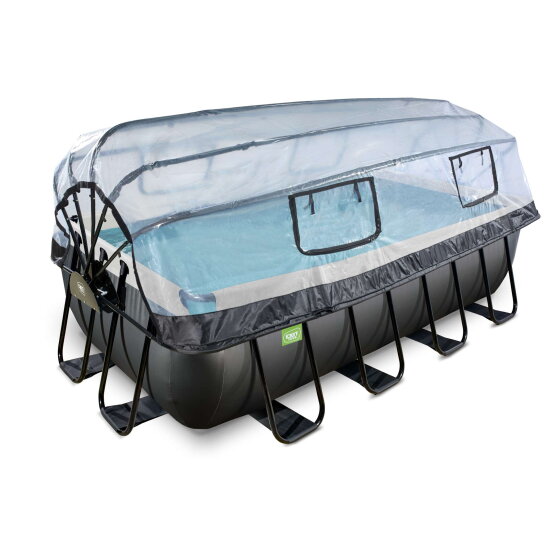 EXIT Black Leather pool 13ft x 6.6ft x 39in with sand filter pump and dome - black