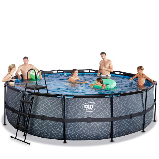 EXIT Stone pool 16ft x 48in with sand filter pump - grey