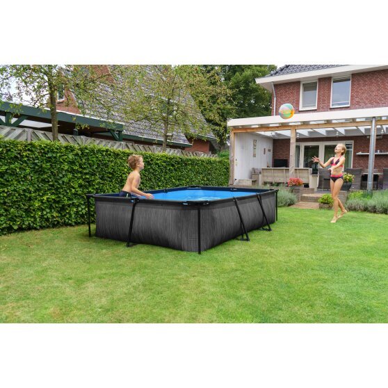 EXIT Black Wood pool 300x200x65cm with filter pump - black