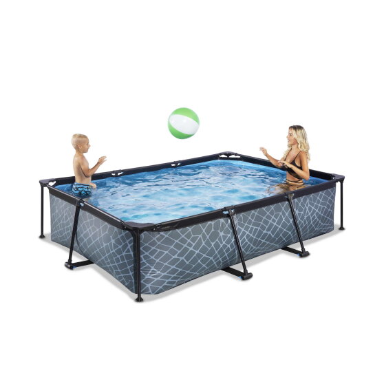 EXIT Stone pool 10ft x 6.6ft x 25.6in with filter pump - grey