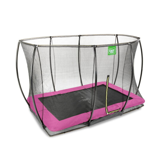 EXIT Silhouette ground trampoline 7x10ft with safety net - pink