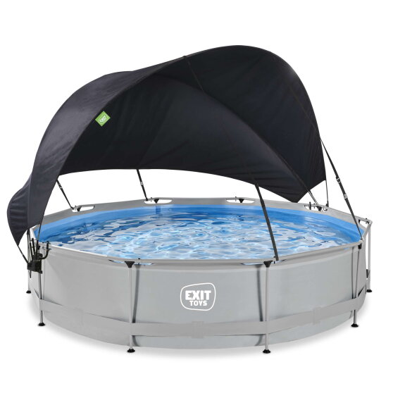 EXIT Soft Grey Pool 12ftx30in with Pump & Canopy - Grey