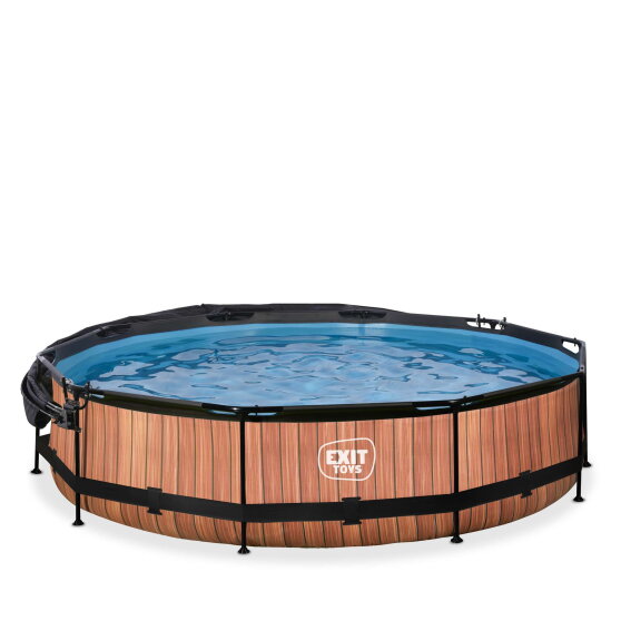 EXIT Wood pool 12ft x 30in with filter pump and canopy - brown