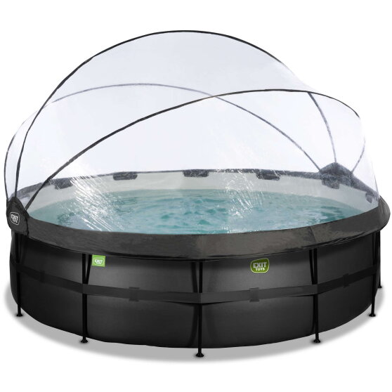 EXIT Black Leather pool 16ft x 48in with sand filter pump and dome - black