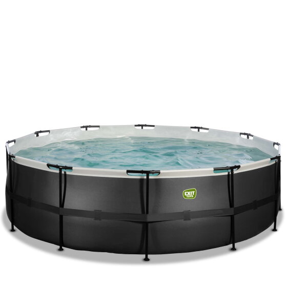 EXIT Black Leather pool 16ft x 48in with sand filter pump - black