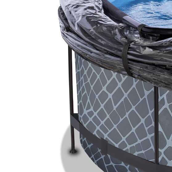 EXIT Stone pool 12ft x 48in with sand filter pump and dome - grey