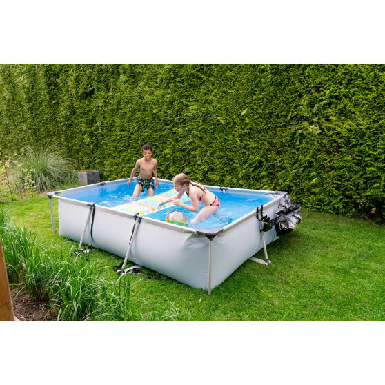 EXIT Soft Grey Pool 10x6.6x2ft with Filter Pump & Dome