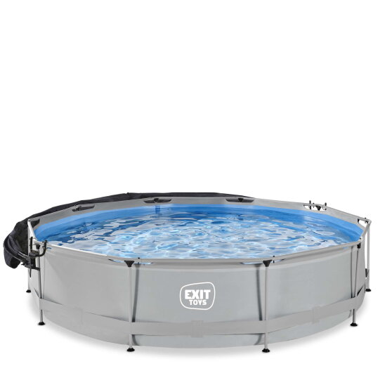 EXIT Soft Grey Pool 12ftx30in with Pump & Canopy - Grey
