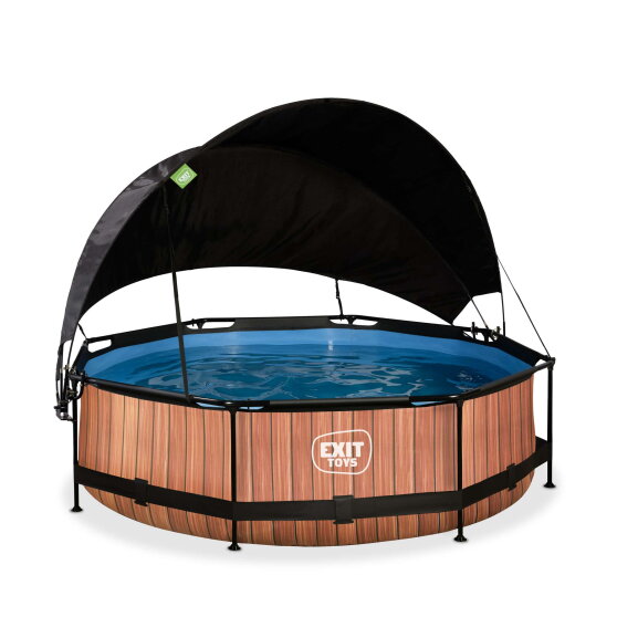EXIT Wood pool 10ft x 30in with filter pump and canopy - brown
