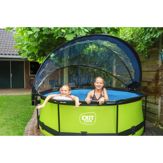 EXIT Lime pool 8ft x 30in with filter pump and dome - green