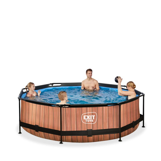 EXIT Wood pool 10ft x 30in with filter pump - brown