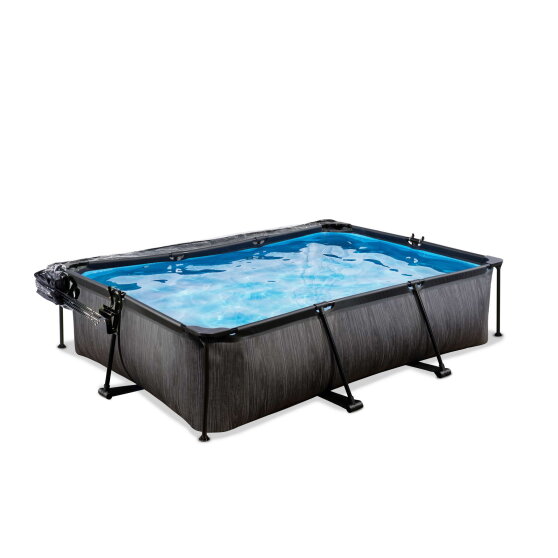 EXIT Black Wood pool 10ft x 6.6ft x 25.6in with filter pump and dome - black