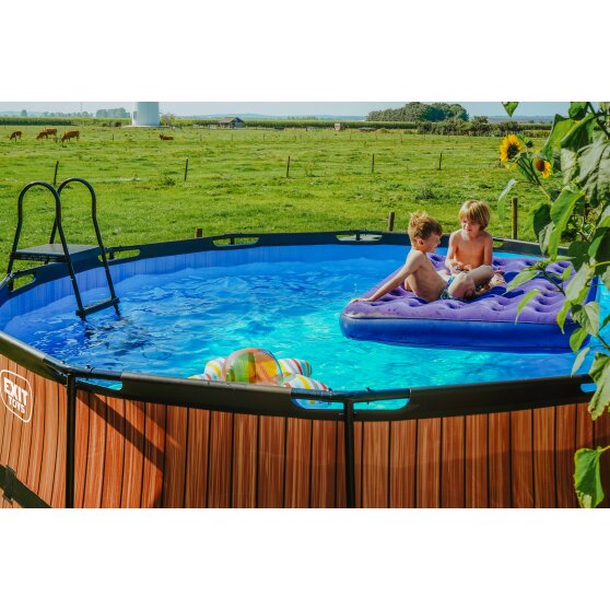 EXIT Black Leather pool ø427x122cm with sand filter pump - black