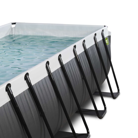 EXIT Black Leather pool 13ft x 6.6ft x 39in with sand filter pump and dome - black