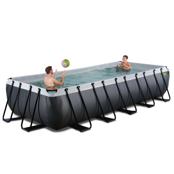 EXIT Black Leather pool 18ft x 8ft x 39in with sand filter pump - black