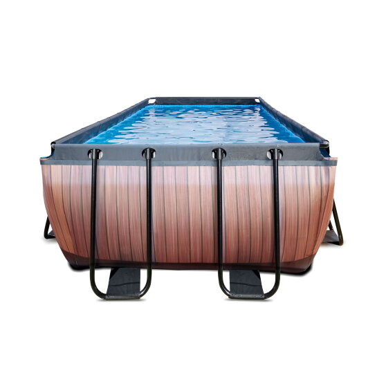 EXIT Wood pool 18ft x 8ft x 48in with sand filter pump - brown