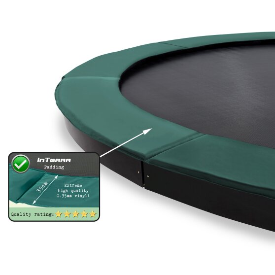 EXIT InTerra ground level trampoline ø427cm with safety net - green