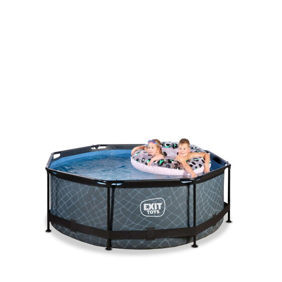 EXIT Stone pool 8ft x 30in with filter pump - grey