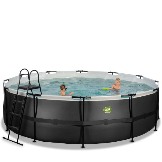 EXIT Black Leather pool 16ft x 48in with sand filter pump - black