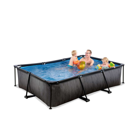 EXIT Black Wood pool 10ft x 6.6ft x 25.6in with filter pump - black