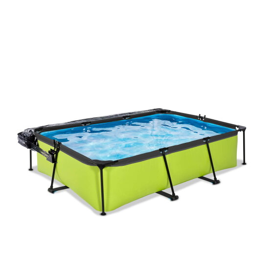 EXIT Lime pool 10ft x 6.6ft x 25.6in with filter pump and dome - green