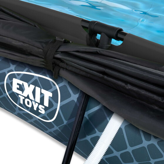 EXIT Stone pool 10ft x 6.6ft x 25.6in with filter pump and canopy - grey