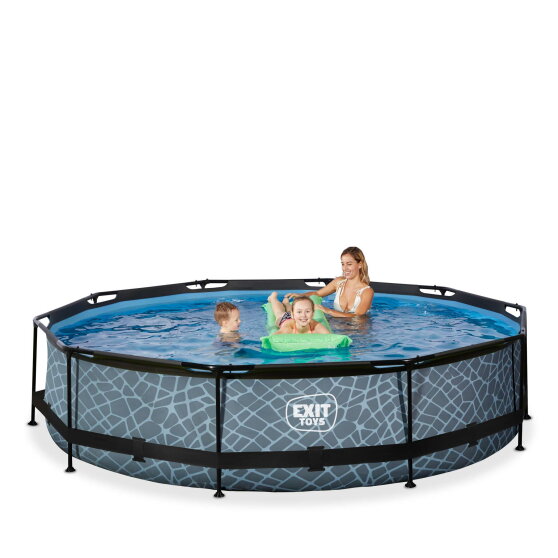 EXIT Stone pool 12ft x 30in with filter pump - grey