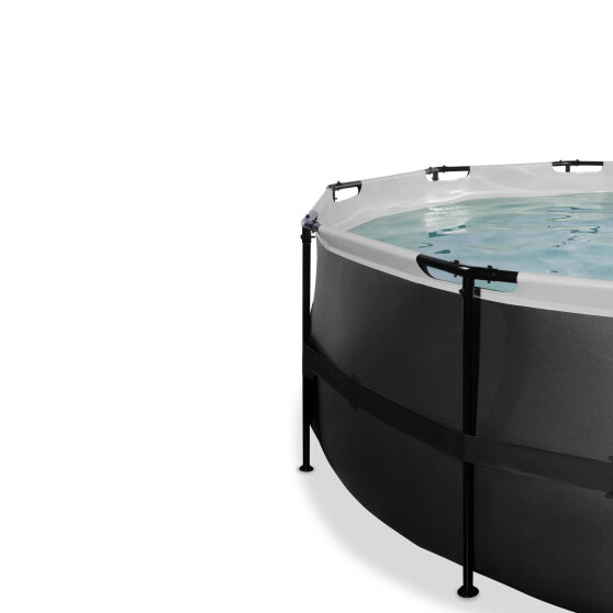 EXIT Black Leather pool 14ft x 48in with sand filter pump - black