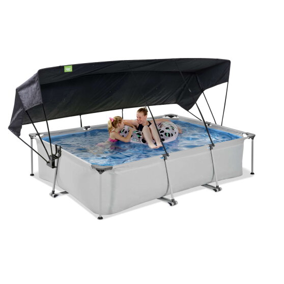 EXIT Soft Grey Pool 10x6.5ft with Filter Pump & Canopy