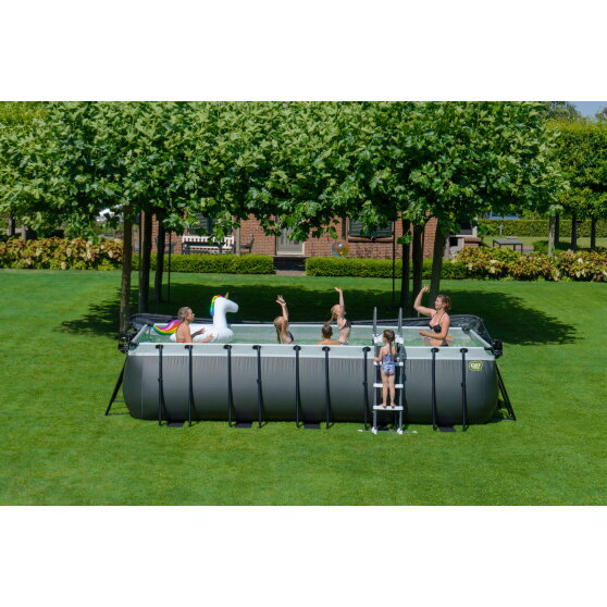 EXIT Black Leather pool 18ft x 8ft x 48in with sand filter pump - black