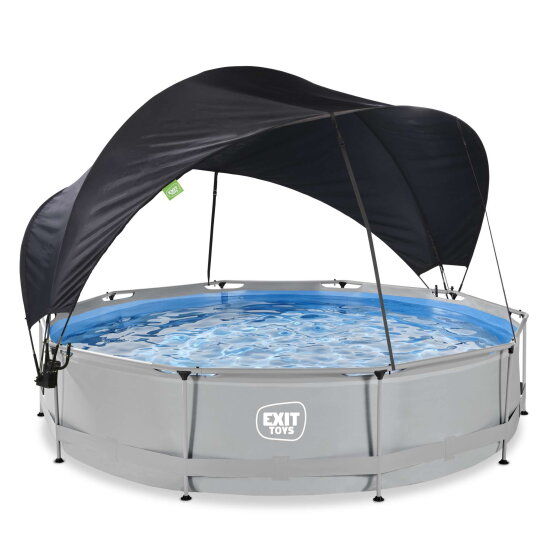 EXIT Soft Grey Pool 12ftx30in with Pump & Canopy - Grey