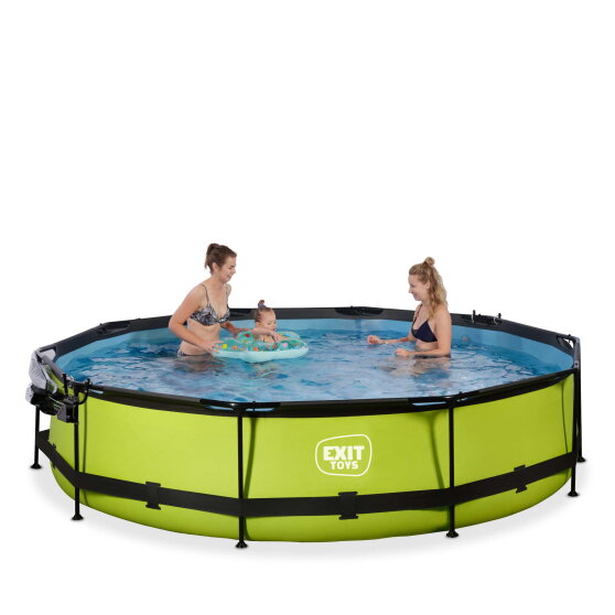 EXIT Lime pool 12ft x 30in with filter pump and dome - green