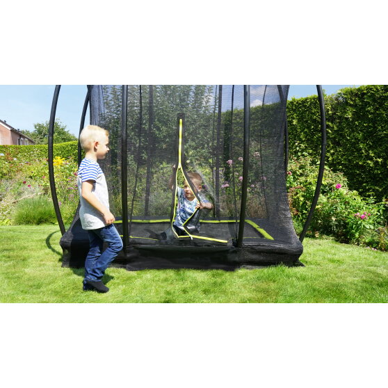 EXIT Silhouette ground trampoline 5x7ft with safety net - black