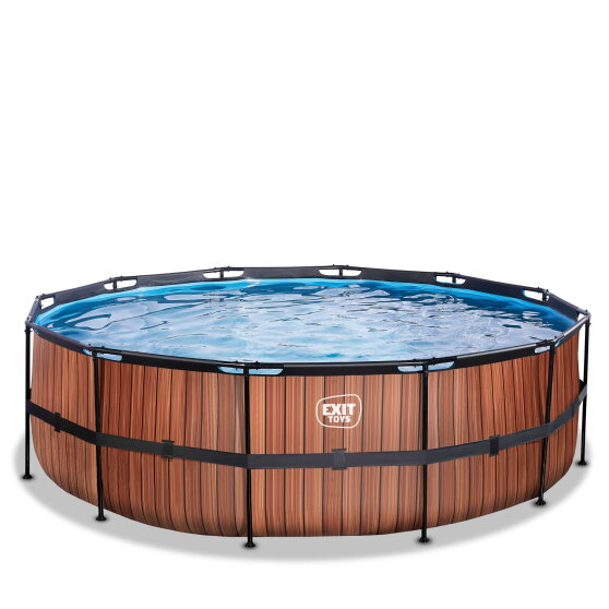 EXIT Wood pool 15ft x 48in with sand filter pump - brown