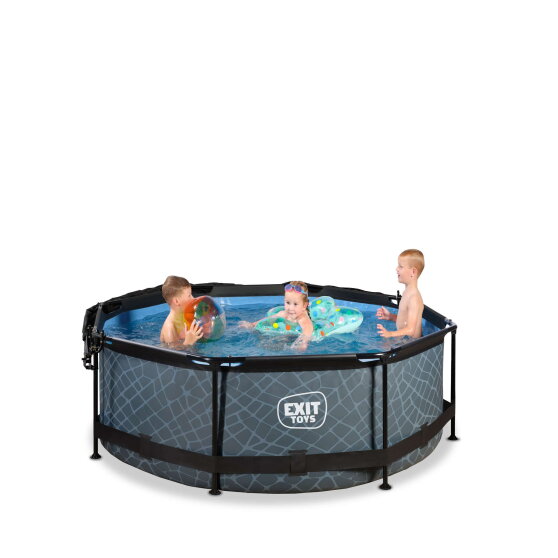 EXIT Stone pool 8ft x 30in with filter pump and canopy - grey