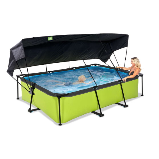 EXIT Lime pool 10ft x 6.6ft x 25.6in with filter pump and canopy - green