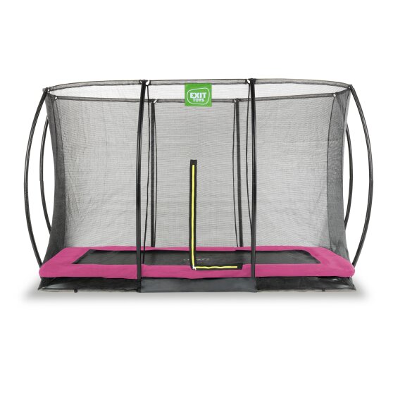 EXIT Silhouette ground trampoline 244x366cm with safety net - pink